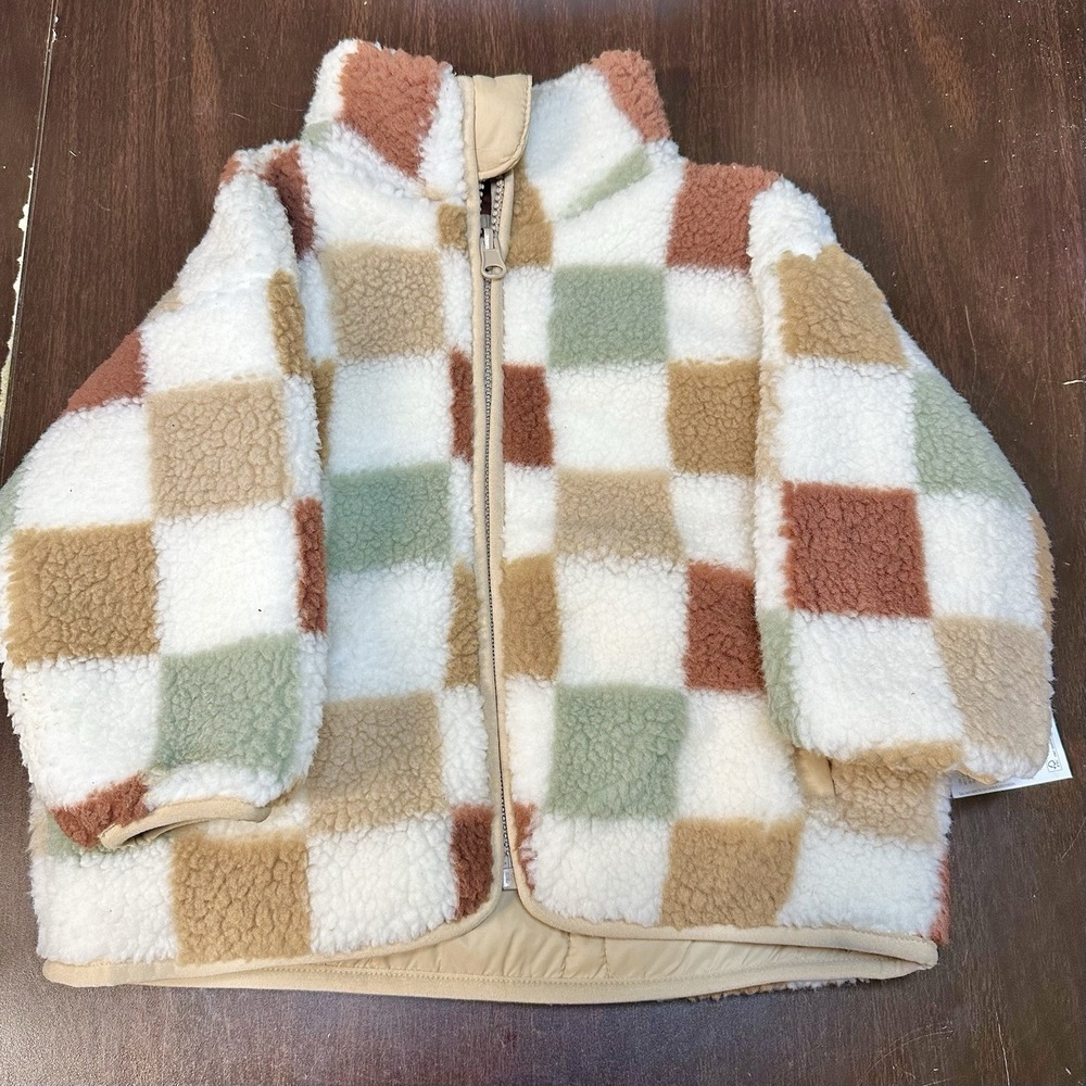Little Co Lauren Conrad Reversible Sherpa Jacket Checkered Unisex 12M NWT